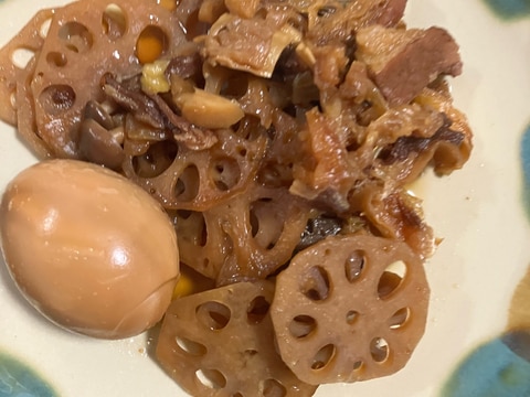 牛すじとれんこんのすき焼きのタレ煮